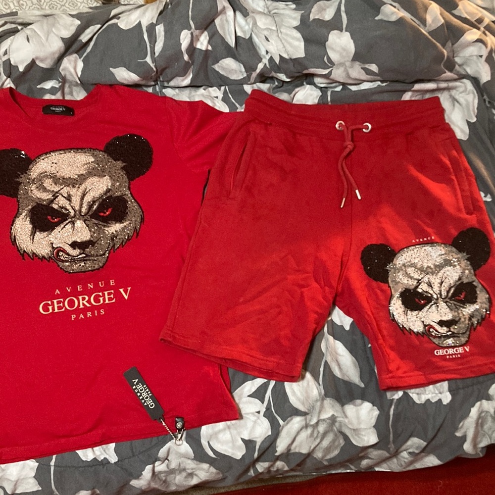 Small Men’s Avenue George V Paris Gv Crystal Bad Panda Shorts & Shirt SET